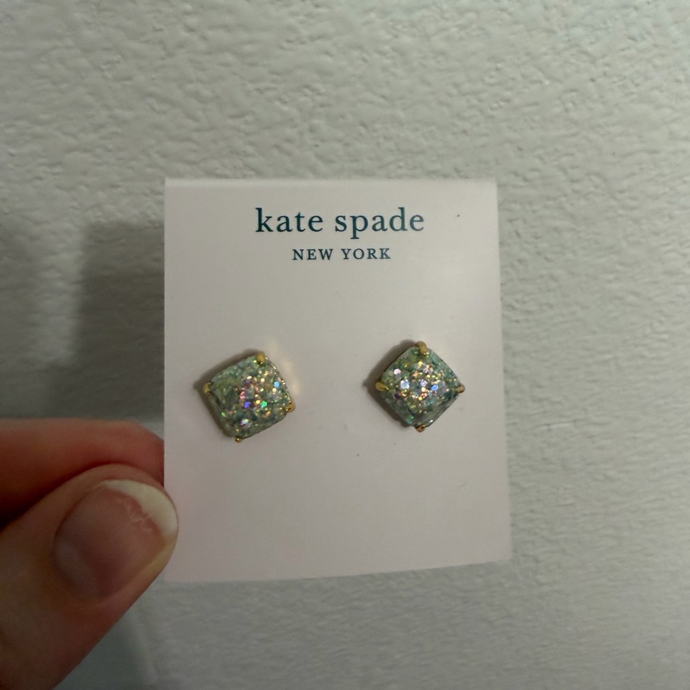Kate spade square stud with gold & silver detailing earrings new with tags